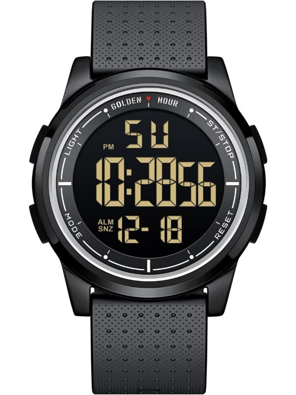 Men All Black Rubber Strap Ultra-Thin Minimalist Sports Waterproof Digital Watch